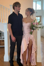 Load image into Gallery viewer, Stylish A Line Spaghetti Straps Pink Long Prom Dress with Ruffles