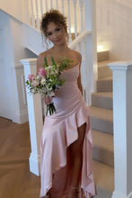 Load image into Gallery viewer, Stylish A Line Spaghetti Straps Pink Long Prom Dress with Ruffles