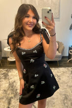 Load image into Gallery viewer, Stylish A Line Spaghetti Straps White Satin Short Homecoming Dress with Beading Embroidery