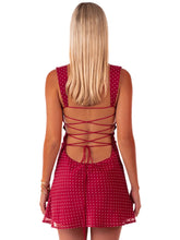 Load image into Gallery viewer, Stylish A Line Sweetheart Red Polka Dots Short Homecoming Dress with Criss Cross Back