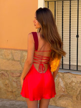 Load image into Gallery viewer, Stylish A Line Sweetheart Red Short Homecoming Dress with Criss Cross Back