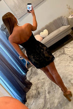 Load image into Gallery viewer, Stylish Bodycon Sweetheart Black Corset Short Homecoming Dress with Lace