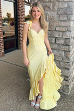 Load image into Gallery viewer, Stylish Glitter Mermaid Lace Up Long Beaded Prom Dress with Ruffles