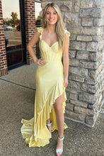 Load image into Gallery viewer, Stylish Glitter Mermaid Lace Up Long Beaded Prom Dress with Ruffles