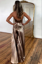 Load image into Gallery viewer, Stylish Magenta Sweetheart Zipper Back Long Metallic Prom Jumpsuit