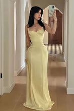 Load image into Gallery viewer, Stylish Mermaid Spaghetti Straps Yellow Long Prom Dress with Criss Cross Back