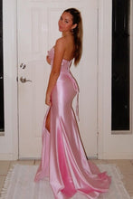 Load image into Gallery viewer, Stylish Mermaid Sweetheart Pink Corset Prom Dress with Split Front