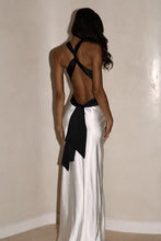 Load image into Gallery viewer, Stylish Sheath Halter Neck White Long Party Dress with Open Back