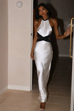 Load image into Gallery viewer, Stylish Sheath Halter Neck White Long Party Dress with Open Back