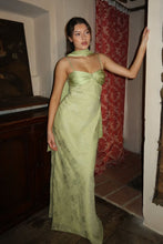 Load image into Gallery viewer, Stylish Sheath Spaghetti Straps Green Long Prom Dress with Scarf