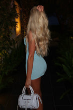 Load image into Gallery viewer, Stylish Sheath Spaghetti Straps Light Blue Short Homecoming Dress with Flowers