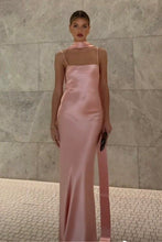 Load image into Gallery viewer, Stylish Sheath Spaghetti Straps Pink Long Prom Dress with Scarf