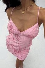 Load image into Gallery viewer, Stylish Sheath Spaghetti Straps Pink Short Homecoming Dress with Beading