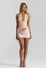 Load image into Gallery viewer, Stylish Two Piece Halter Neck Light Pink Short Homecoming Dress with Sequins