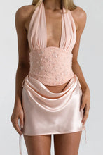 Load image into Gallery viewer, Stylish Two Piece Halter Neck Light Pink Short Homecoming Dress with Sequins