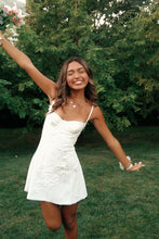 Load image into Gallery viewer, Stylish A Line Spaghetti Straps White Short Homecoming Dress with Appliques