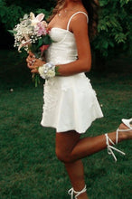 Load image into Gallery viewer, Stylish A Line Spaghetti Straps White Short Homecoming Dress with Appliques