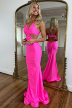 Load image into Gallery viewer, Stylish Mermaid Spaghetti Straps Long Red Satin Prom Dress