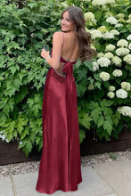 Load image into Gallery viewer, Stylish Sheath Spaghetti Straps Blue Long Prom Dress with Backless