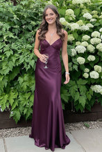 Load image into Gallery viewer, Stylish Sheath Spaghetti Straps Blue Long Prom Dress with Backless