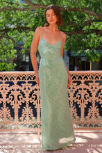 Load image into Gallery viewer, Stylish Sheath Spaghetti Straps Light Green Sequins Long Prom Dress