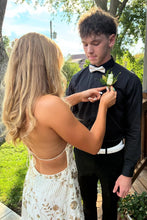 Load image into Gallery viewer, Stylish Sheath Spaghetti Straps Orange Short Homecoming Dress with Beading
