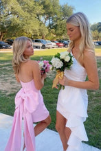 Load image into Gallery viewer, Sweet Sheath Strapless Pink Short Homecoming Dress with Bowknot