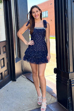 Load image into Gallery viewer, Sweet Tulle Square Neck Homecoming Dress with Pearl Details and Layered Skirt