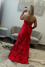 Load image into Gallery viewer, Fashionable Mermaid Sweetheart Yellow Corset Prom Dress with Ruffles