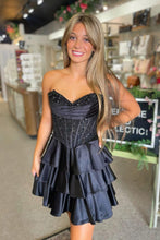 Load image into Gallery viewer, Elegant Sweetheart Homecoming Dress with Lace Corset Bodice and Tiered Skirt