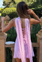 Load image into Gallery viewer, Sweety A Line Spaghetti Straps Pink Corset Homecoming Dress with Scarf