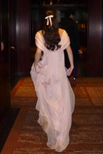 Load image into Gallery viewer, Elegant A Line V Neck Pink Chiffon Long Prom Dress with Ruffles