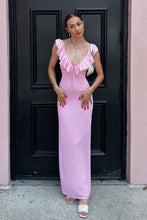 Load image into Gallery viewer, Sweety Mermaid V Neck Pink Long Prom Dress with Ruffles