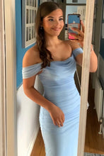 Load image into Gallery viewer, Trendy Sheath Off the Shoulder Red Tea Length Party Dress with Ruched