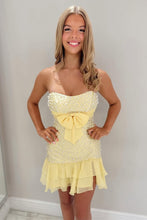 Load image into Gallery viewer, Sweety Sheath Sweetheart Pink Homecoming Dress with Pearls Bowknot