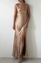 Load image into Gallery viewer, Elegant Sheath Square Neck Yellow Long Prom Dress with Criss Cross Back