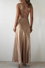 Load image into Gallery viewer, Elegant Sheath Square Neck Yellow Long Prom Dress with Criss Cross Back