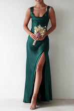 Load image into Gallery viewer, Elegant Sheath Square Neck Yellow Long Prom Dress with Criss Cross Back