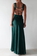 Load image into Gallery viewer, Elegant Sheath Square Neck Yellow Long Prom Dress with Criss Cross Back