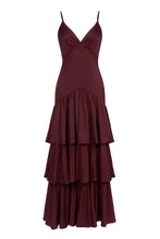 Load image into Gallery viewer, Trendy A Line Spaghetti Straps Burgundy Long Prom Dress with Ruffles