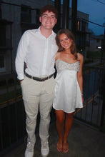 Load image into Gallery viewer, Trendy A Line Spaghetti Straps White Short Homecoming Dress with Sequins