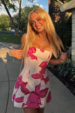 Load image into Gallery viewer, Trendy A Line Strapless Pink Printed Short Homecoming Dress