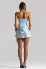 Load image into Gallery viewer, Trendy A Line Sweetheart Light Blue Corset Homecoming Dress with Criss Cross Back