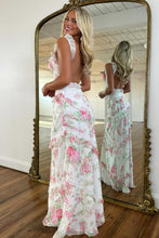 Load image into Gallery viewer, Beautiful Mermaid Spaghetti Straps Floral Print Yellow Long Prom Dress with Ruffles