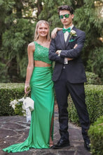 Load image into Gallery viewer, Trendy Mermaid One Shoulder Green Long Prom Dress with Appliques Keyhole