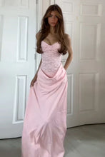 Load image into Gallery viewer, Trendy Mermaid Spaghetti Straps Light Pink Long Prom Dress with Lace