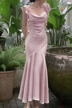 Load image into Gallery viewer, Trendy Mermaid Spaghetti Straps Light Pink Long Prom Dress with Ruffles