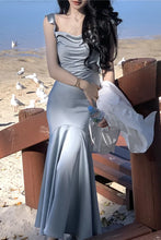 Load image into Gallery viewer, Trendy Mermaid Spaghetti Straps Light Pink Long Prom Dress with Ruffles