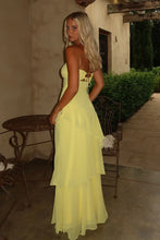 Load image into Gallery viewer, Trendy Mermaid Sweetheart Yellow Long Prom Dress with Ruffles Keyholes