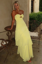 Load image into Gallery viewer, Trendy Mermaid Sweetheart Yellow Long Prom Dress with Ruffles Keyholes